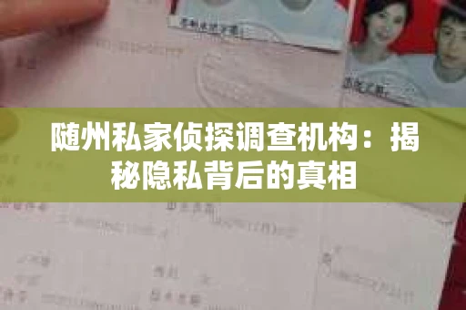 随州私家侦探调查机构：揭秘隐私背后的真相